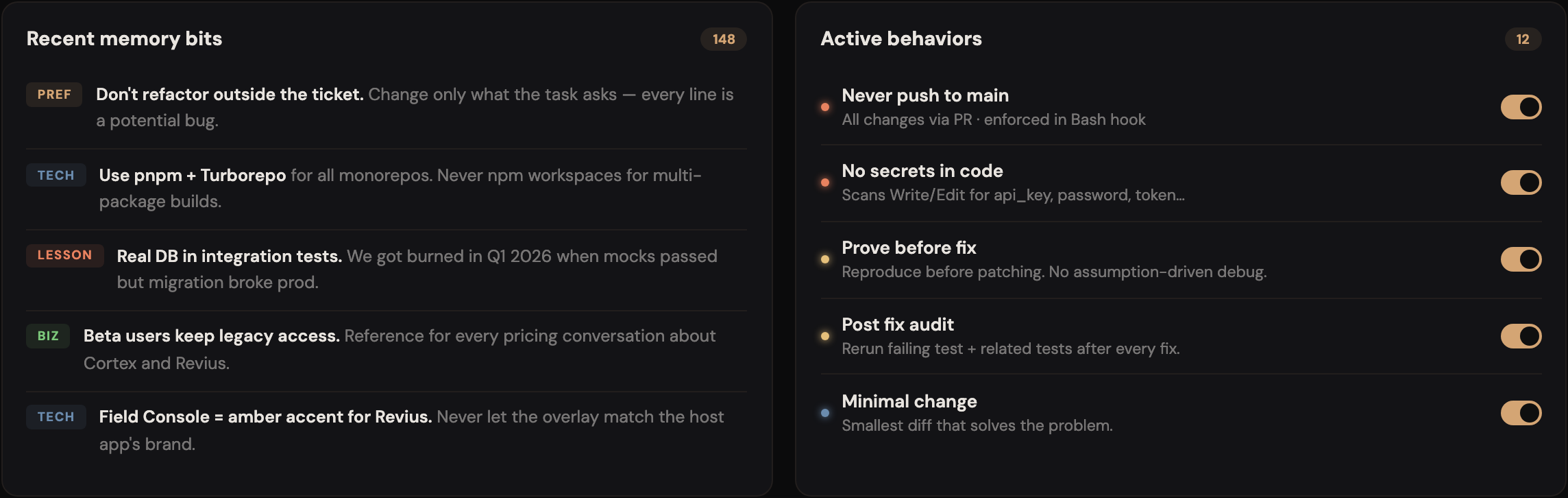 Cortex memory bits
